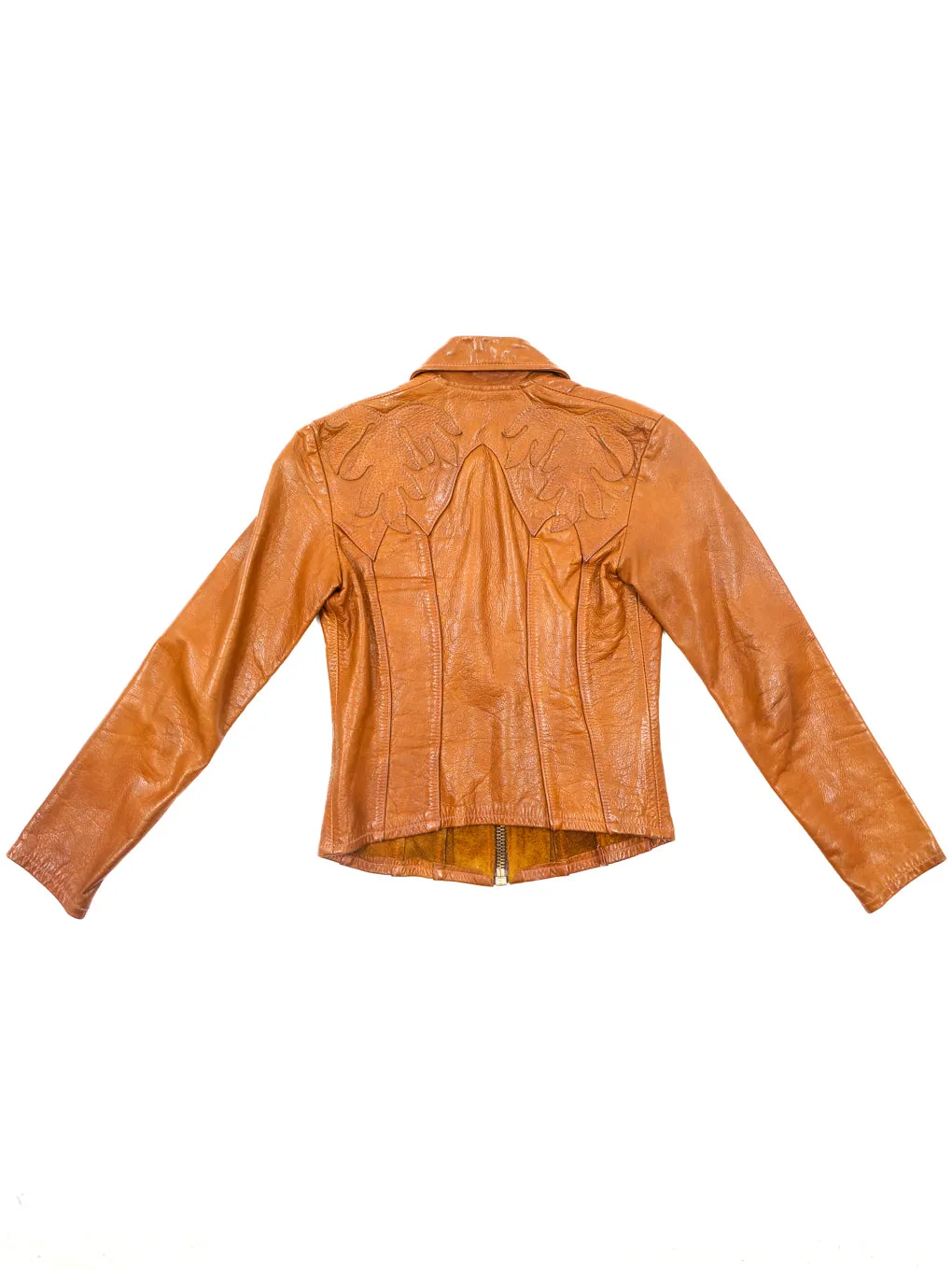 East West Applique Leather Jacket