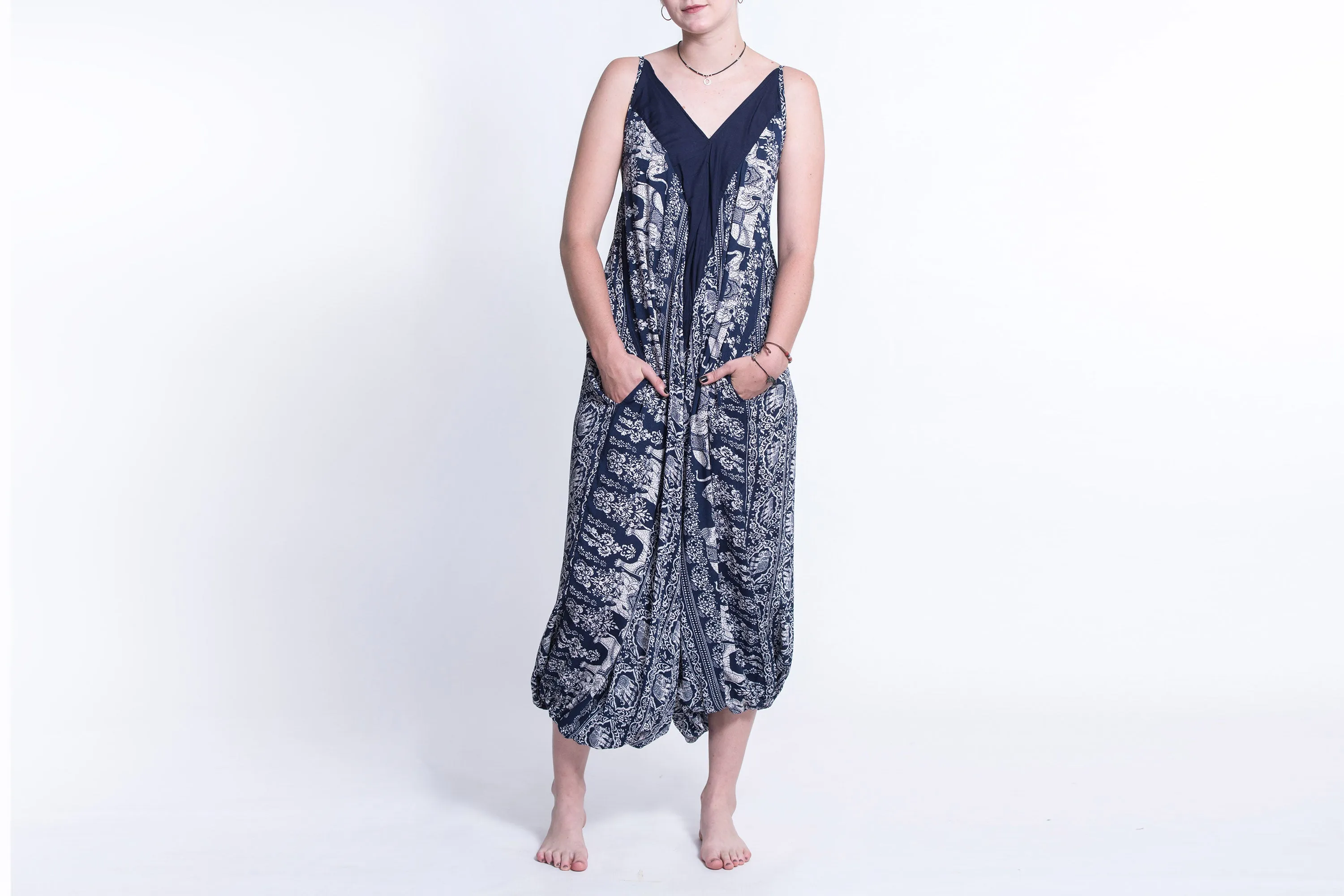 Elephant Deva Romper in Navy