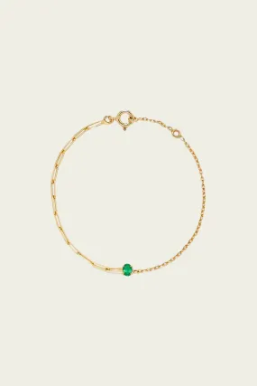 Emerald Solitaire Yellow Gold Bracelet