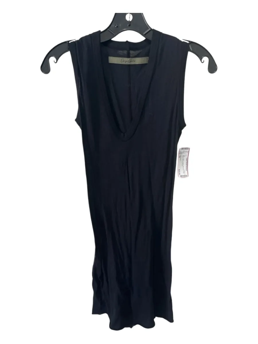 Enza Costa Size XS Black Cotton V Neck Sleeveless Semi Sheer Tunic Top