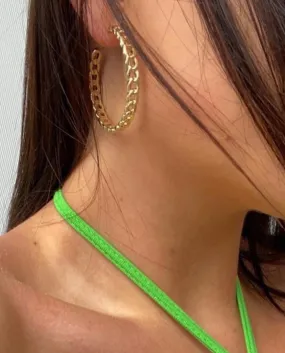 ERIN CUBAN LINK CHAIN HOOP EARRINGS