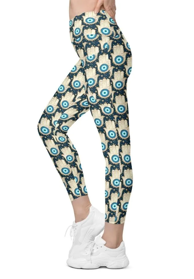 Eye Talisman Crossover Leggings With Pockets