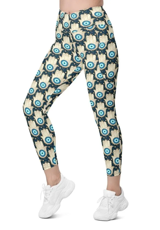 Eye Talisman Crossover Leggings With Pockets