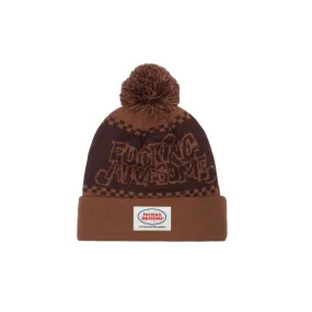 FA PBS Jacquard Ball Beanie Brown