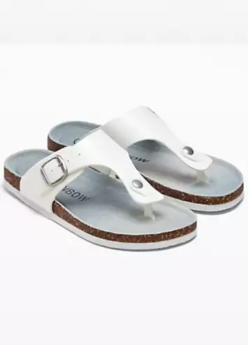 Faux Leather Slip-On Flat Sandals by bonprix | Look Again