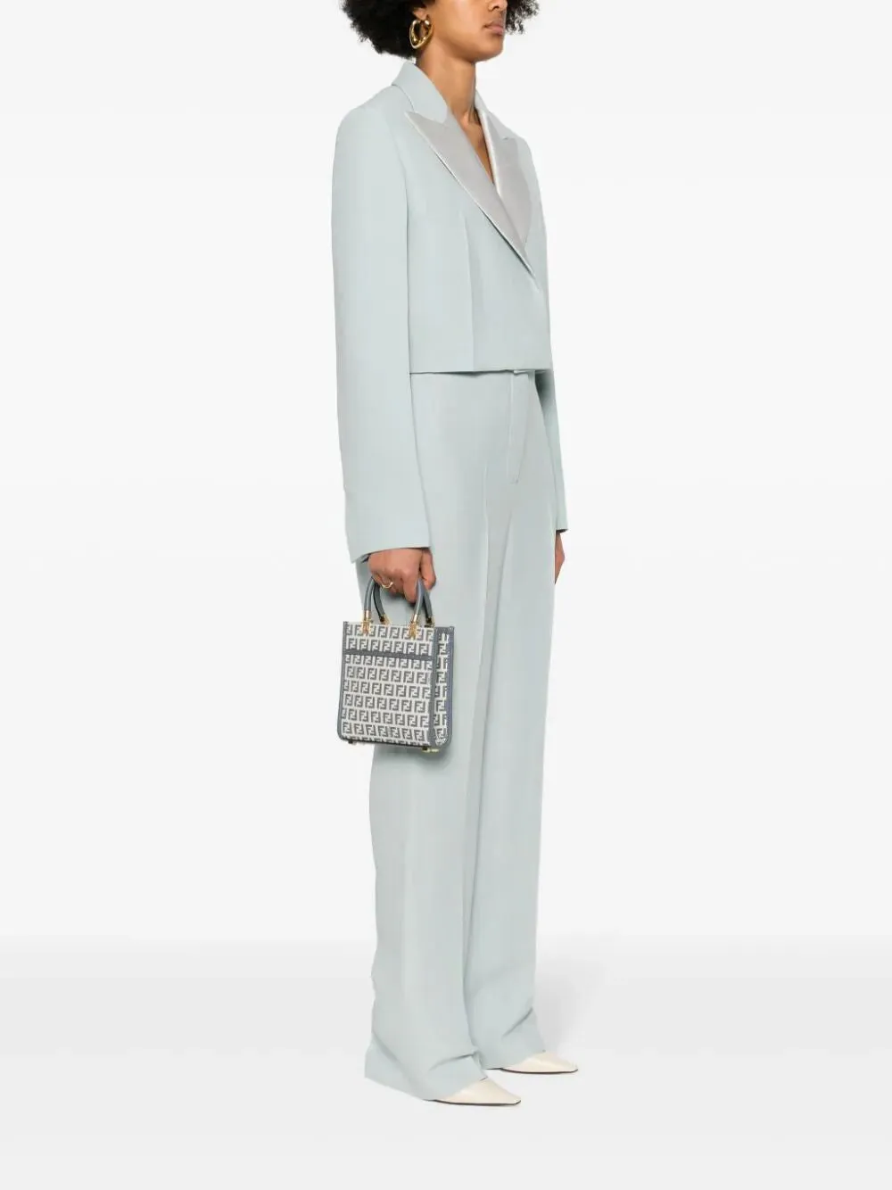 FENDI Blue Jacquard Tote Handbag for Women in SS24 Collection
