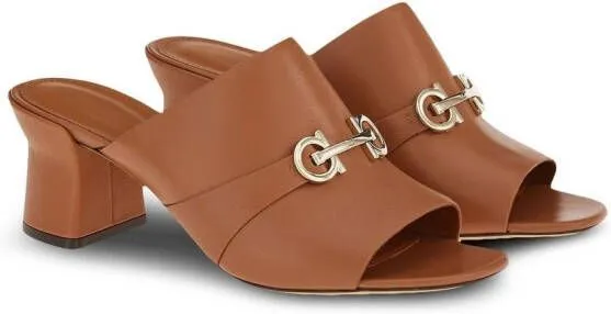 Ferragamo Double Gancini leather mules Brown