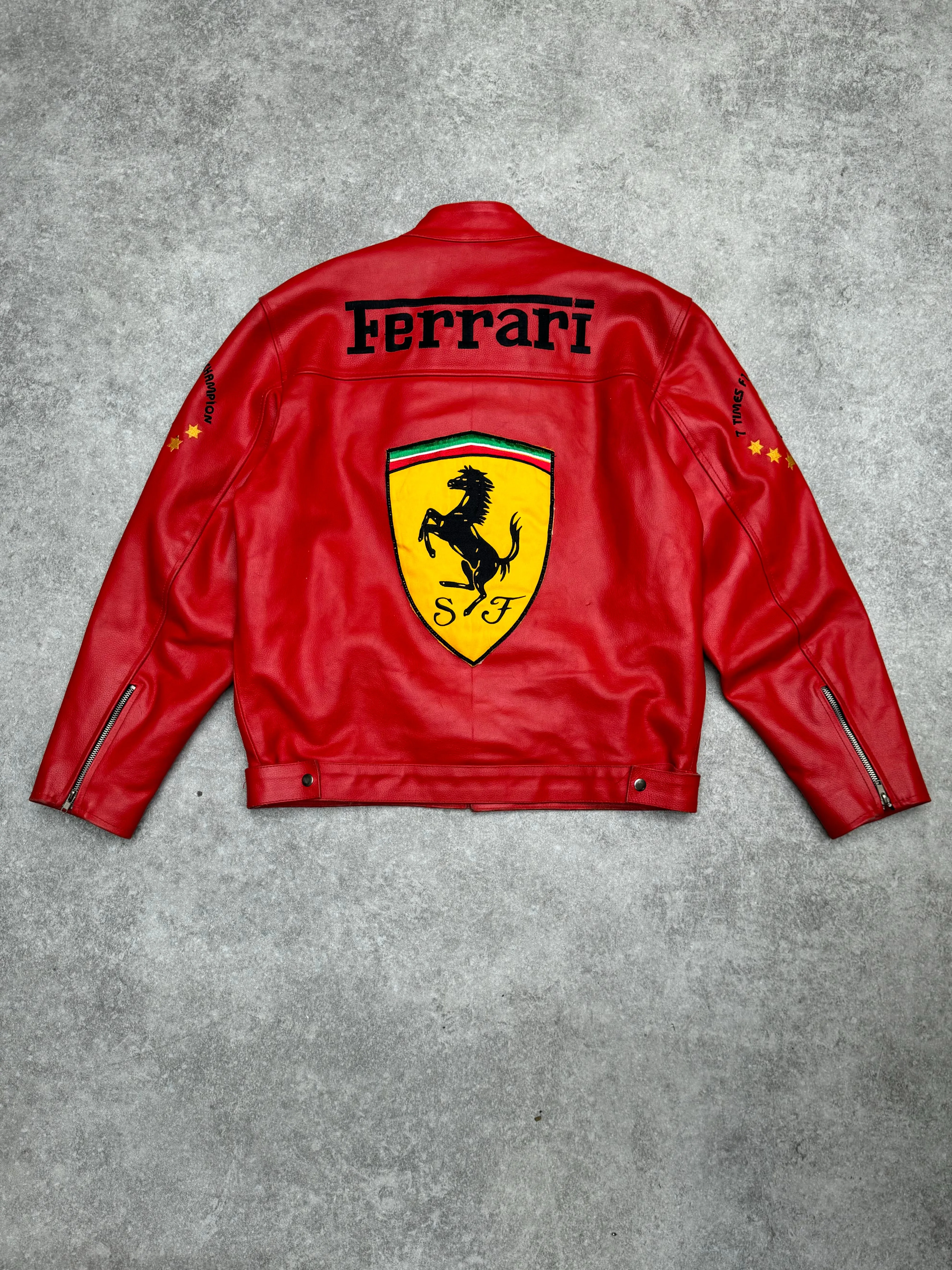 Ferrari Embroidered Leather Racing Jacket