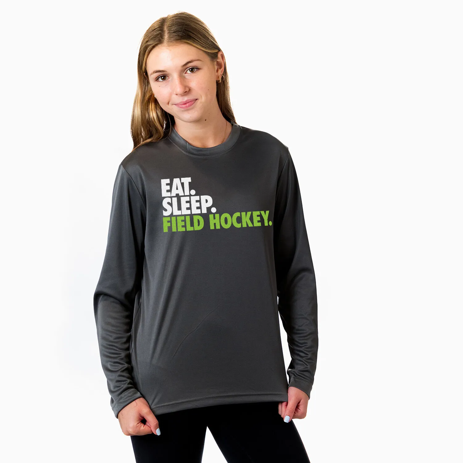 Field Hockey Long Sleeve Tech Tee - Eat. Sleep. Field Hockey. 