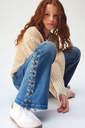 Flared Leg Jeans - Regular waist - Long - Denim blue - Kids | H&M GB