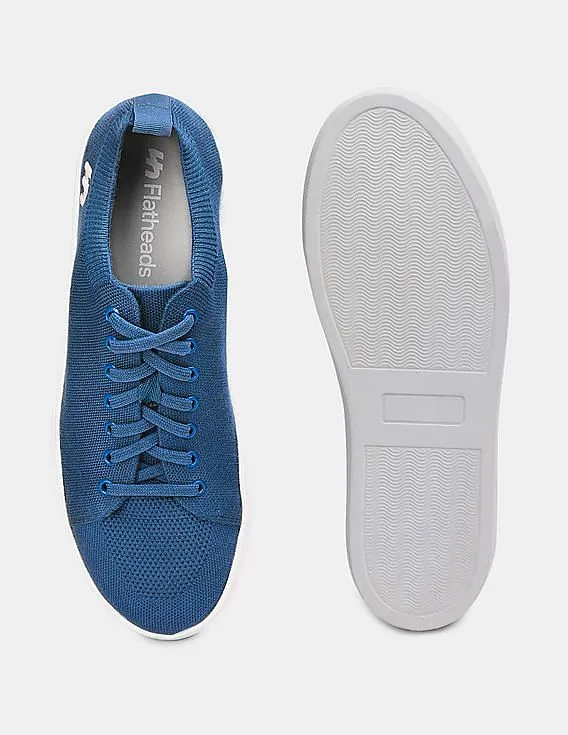 Flatheads Men Blue Knit Bamboo Sneakers