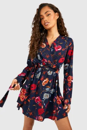 Floral Wrap Front Mini Dress