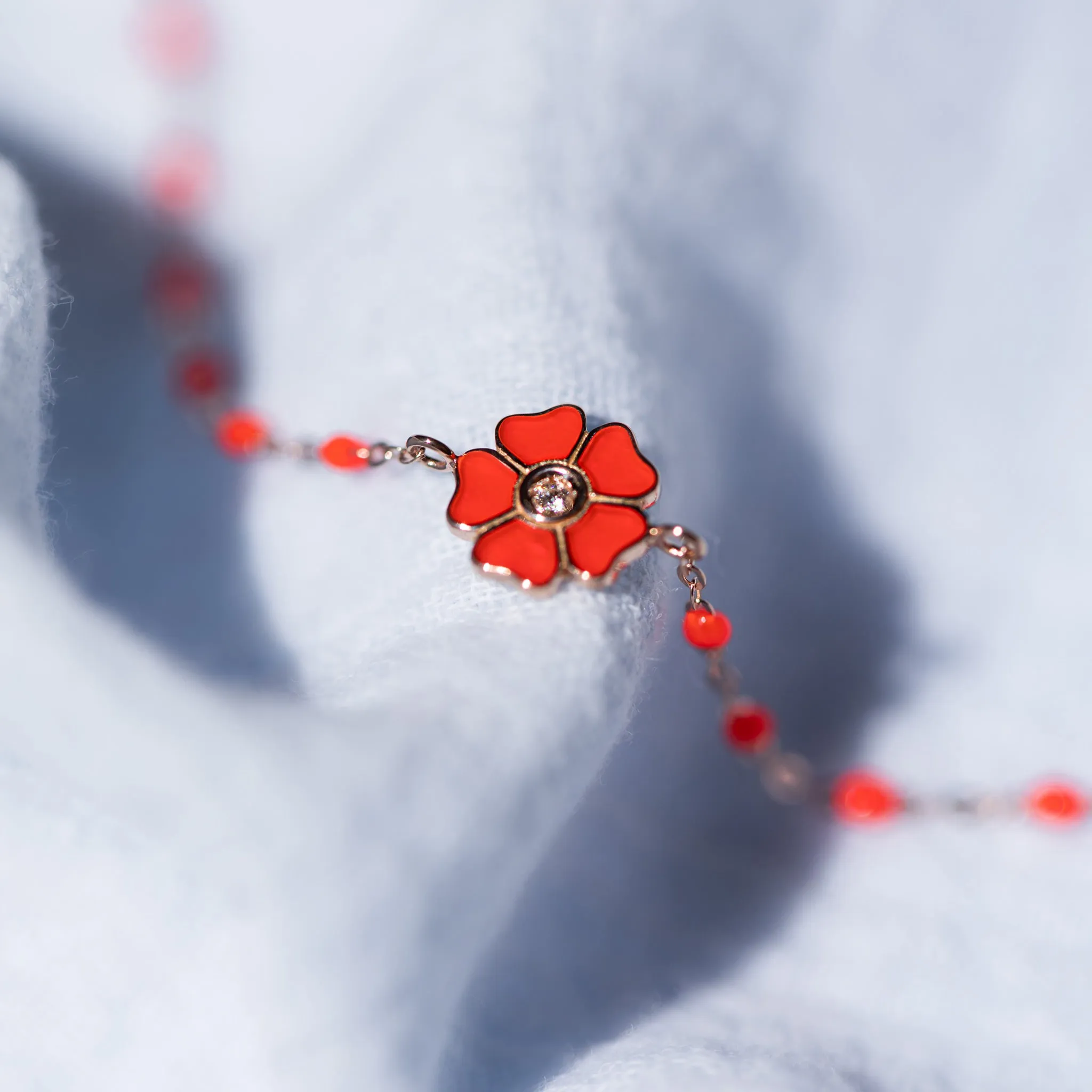 Flower Classic Gigi Coral diamond bracelet, Rose Gold, 6.7