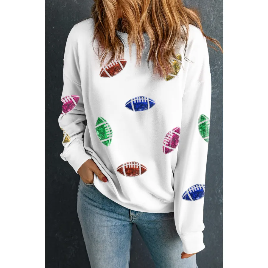 Football Round Neck Long Sleeve Sweatshirt