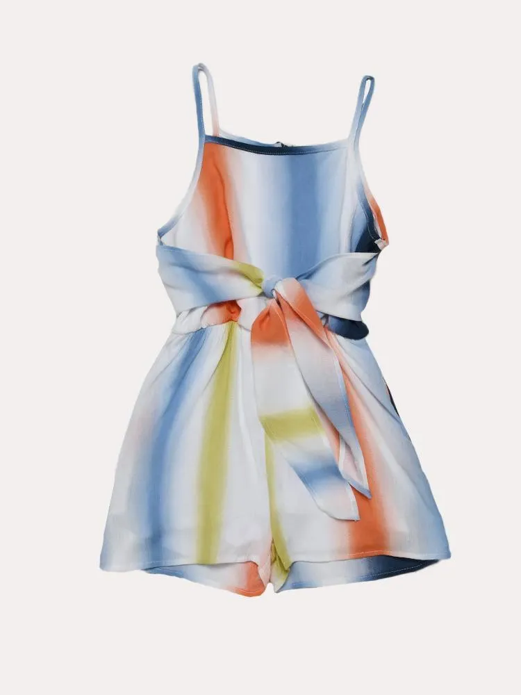     FOR ALL SEASONS  Printed Romper With Tie Back    