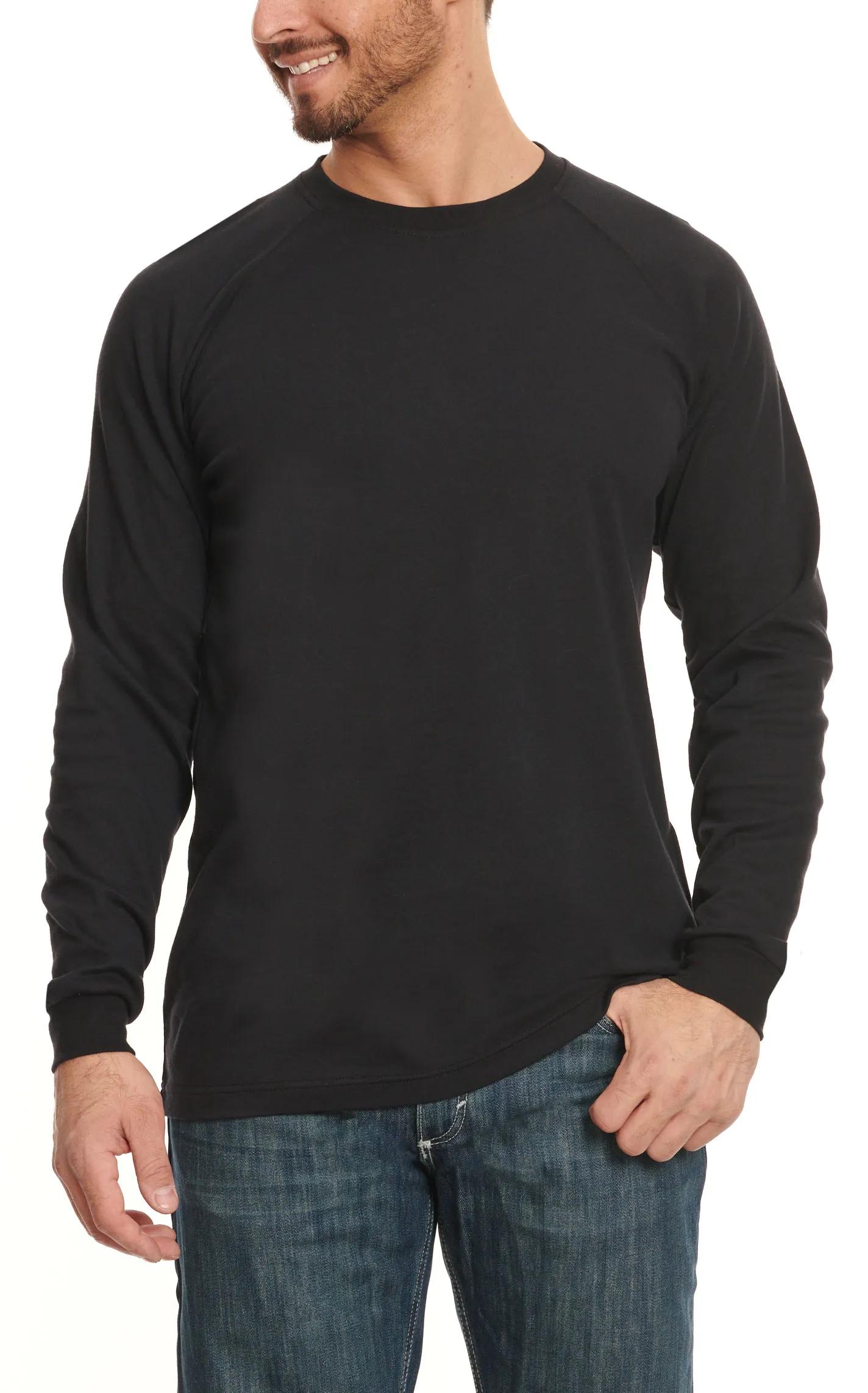Forge Workwear Men's Black with Eagle Graphic FR Long Sleeve Work T-Shirt