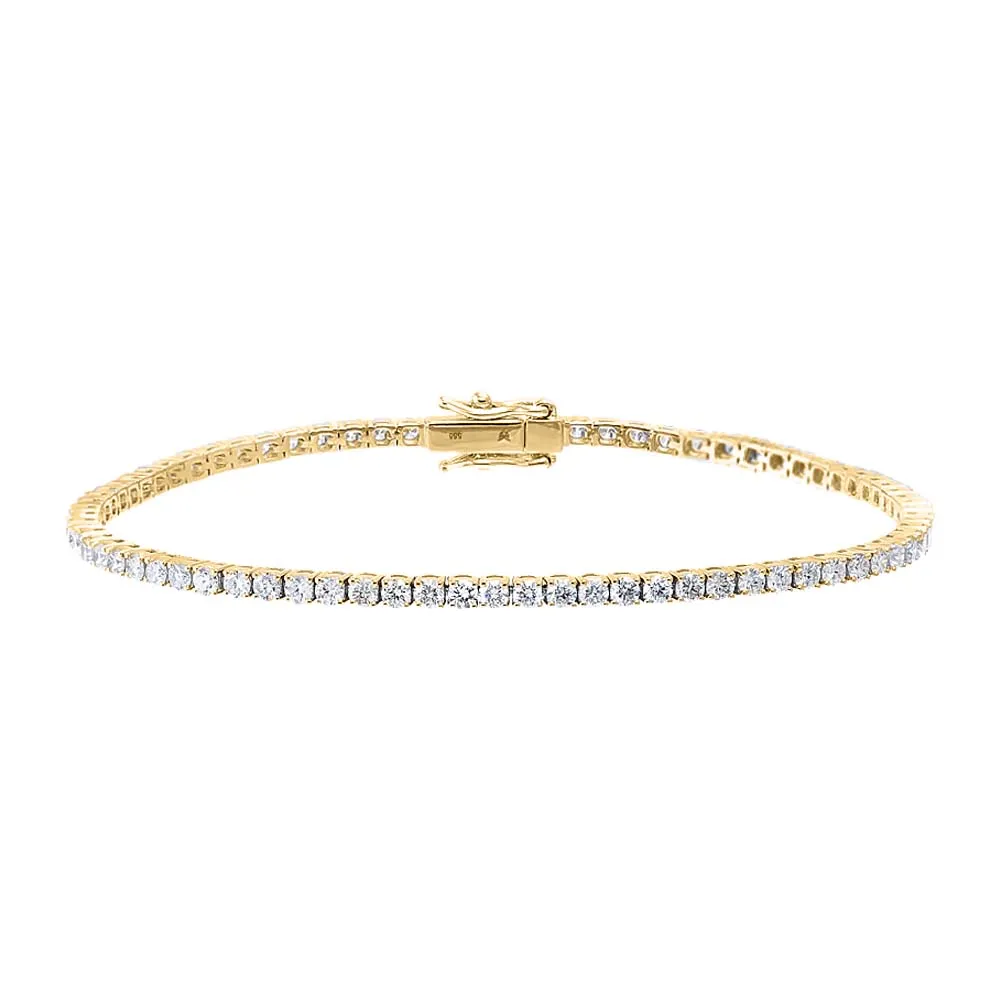 Four Prong Tennis Bracelet | 10 Carat Diamonds | 14K Gold Plated
