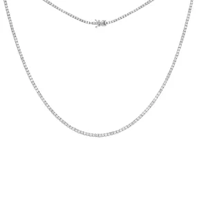Four Prong Tennis Necklace | 5 Carat Diamond | 14K White Gold