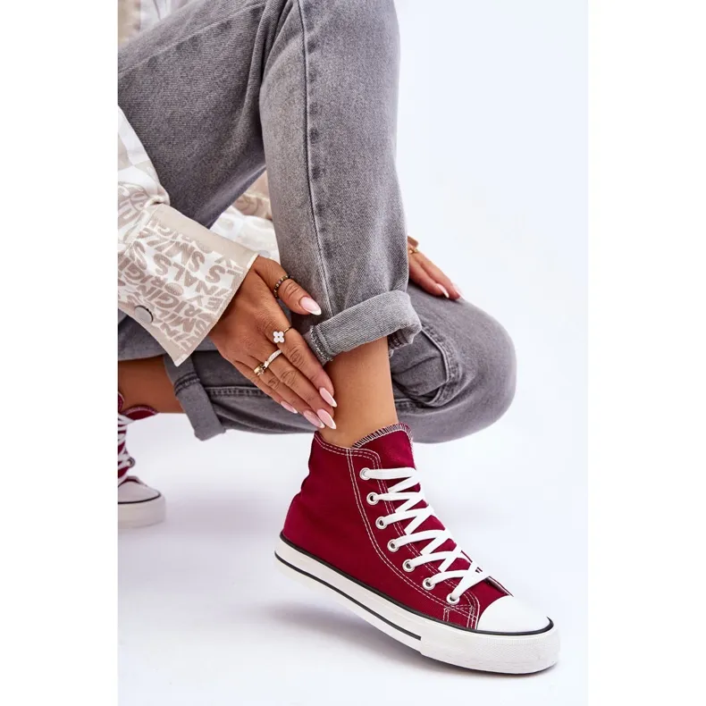 FR1 Women's Sneakers Classic High Burgundy Remos red