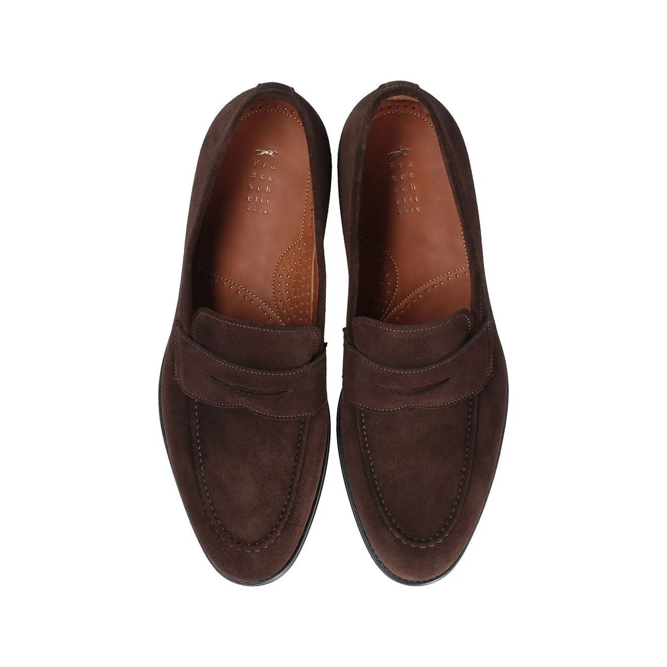Franceschetti Evan Men's Shoes Chocolate Suede Leather Penny Loafers (FCCT1018)
