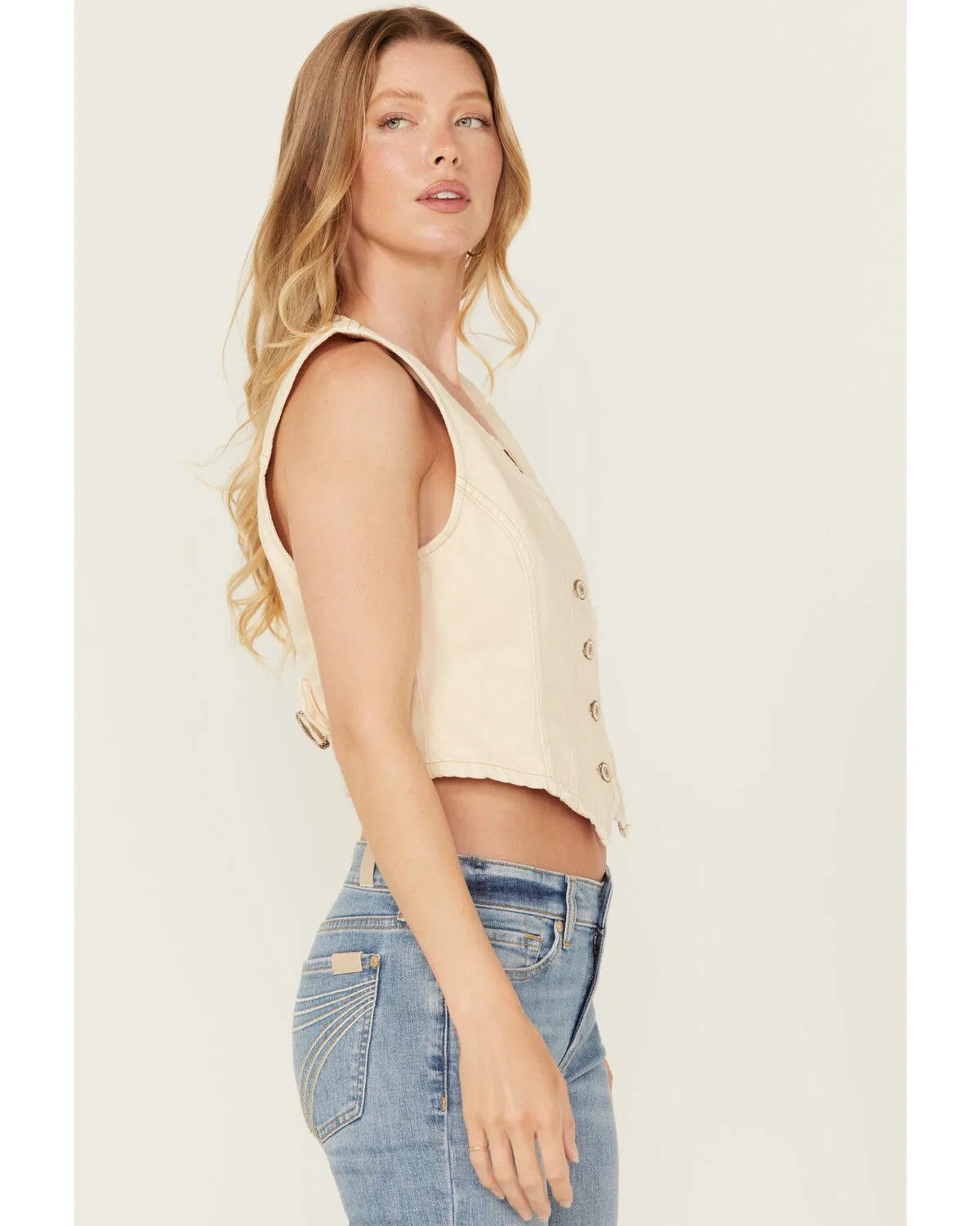 Free People Women's Tate Light Wash Denim Vest