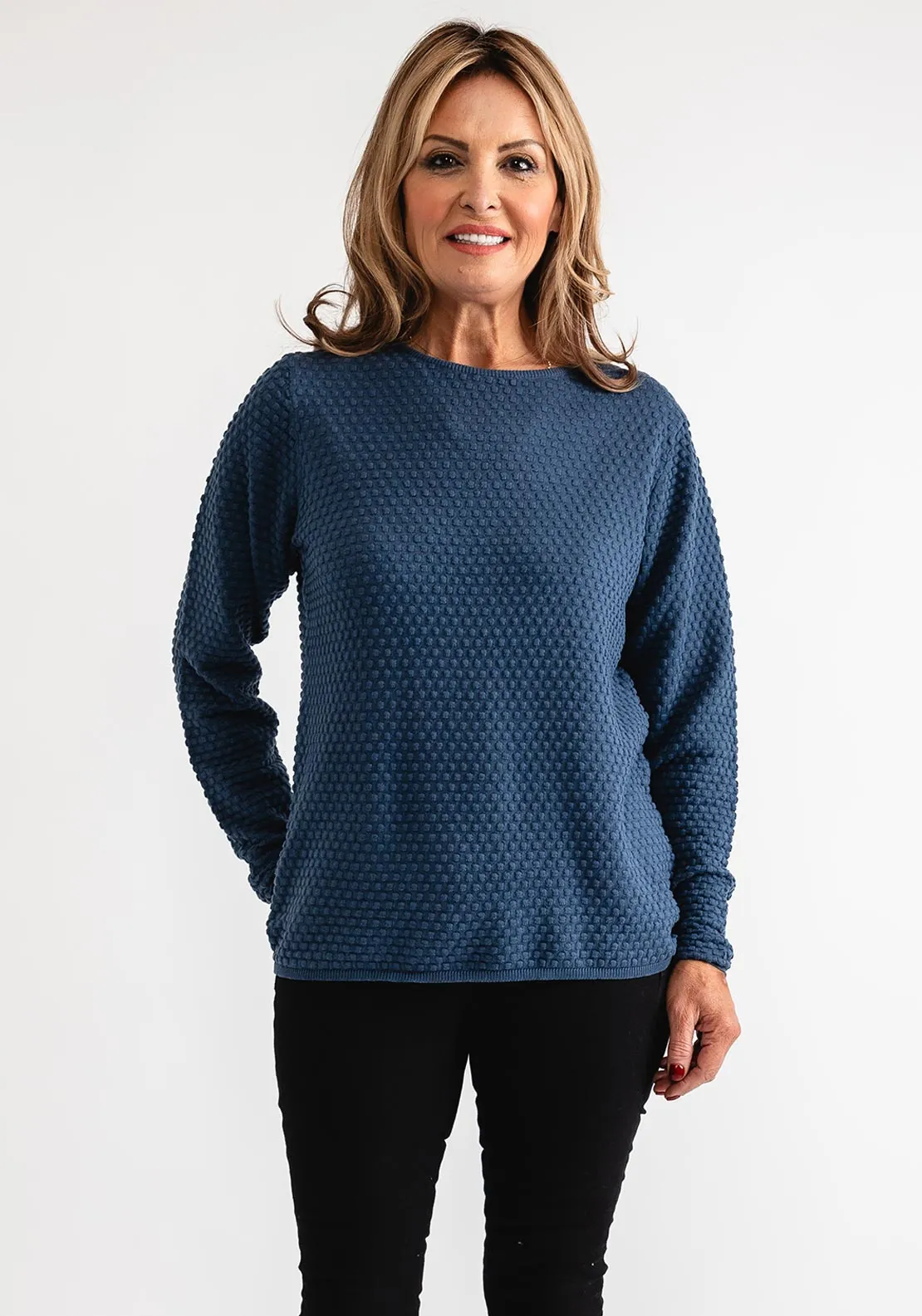 Freequent Dodo Textured Sweater, Blue