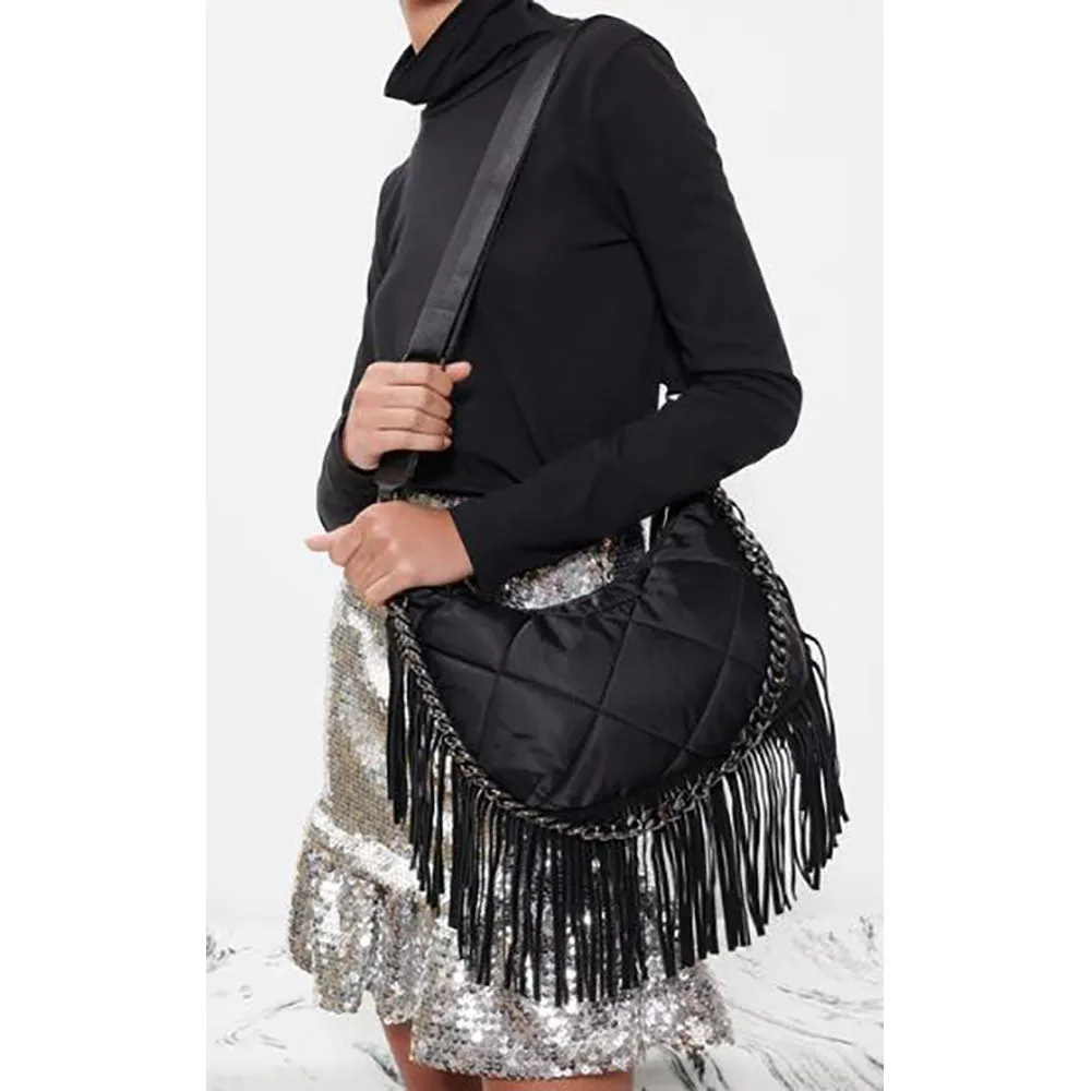 Fringe Quilted Small Bowery Shoulder Bag