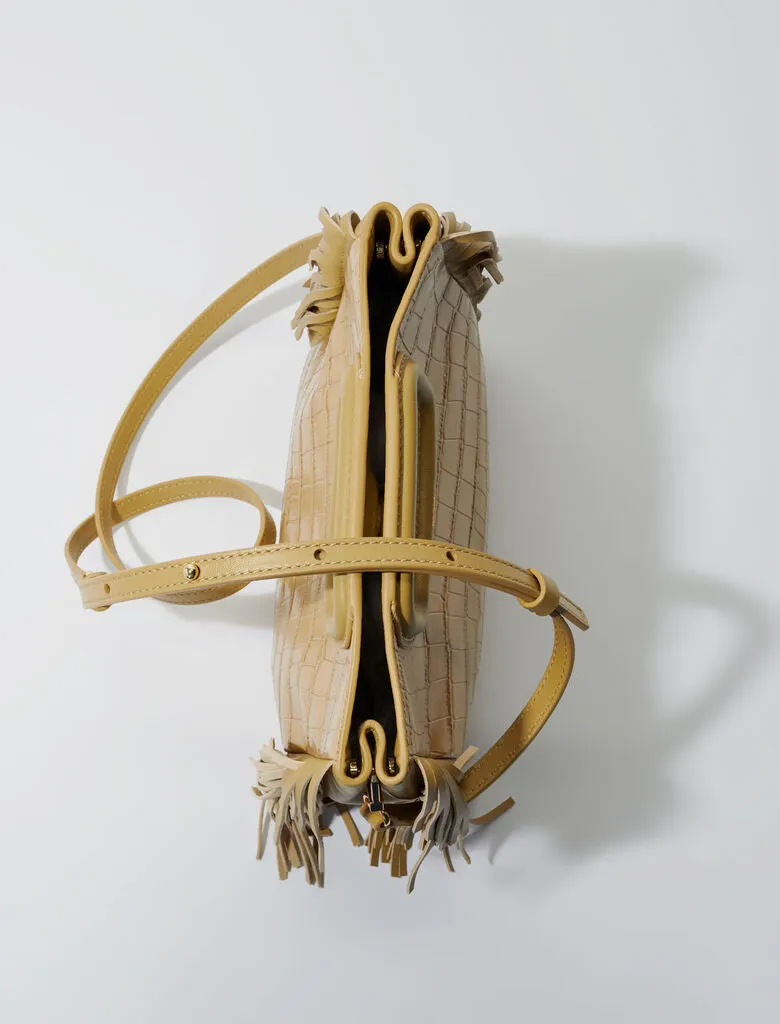 Fringed leather M bag
