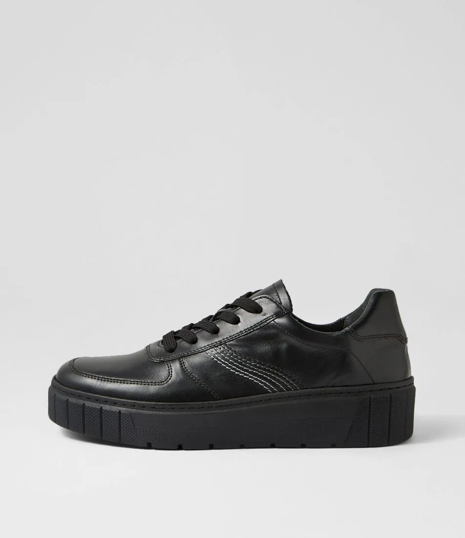 GABOR Francy Schwarz Leather Sneakers