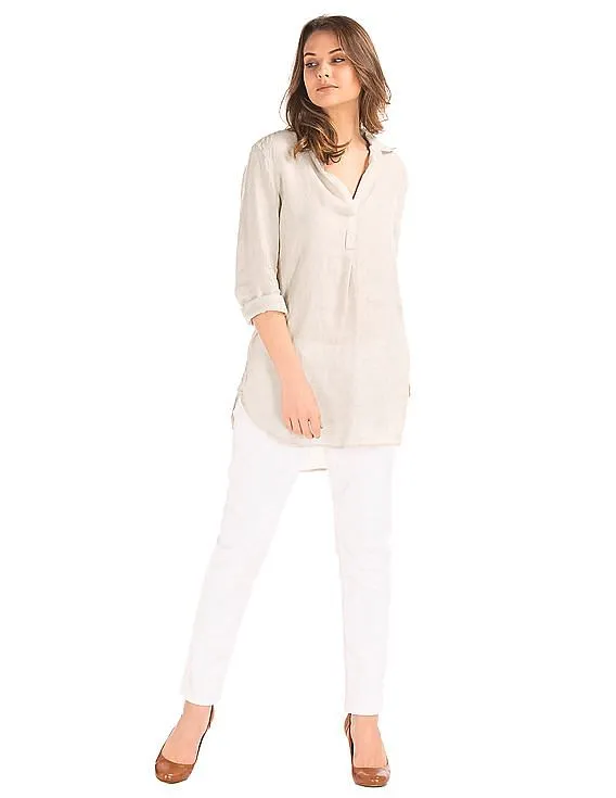 GAP Women Beige Linen Popover Tunic