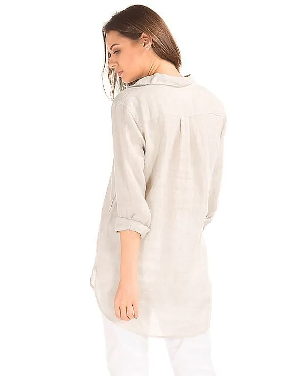 GAP Women Beige Linen Popover Tunic