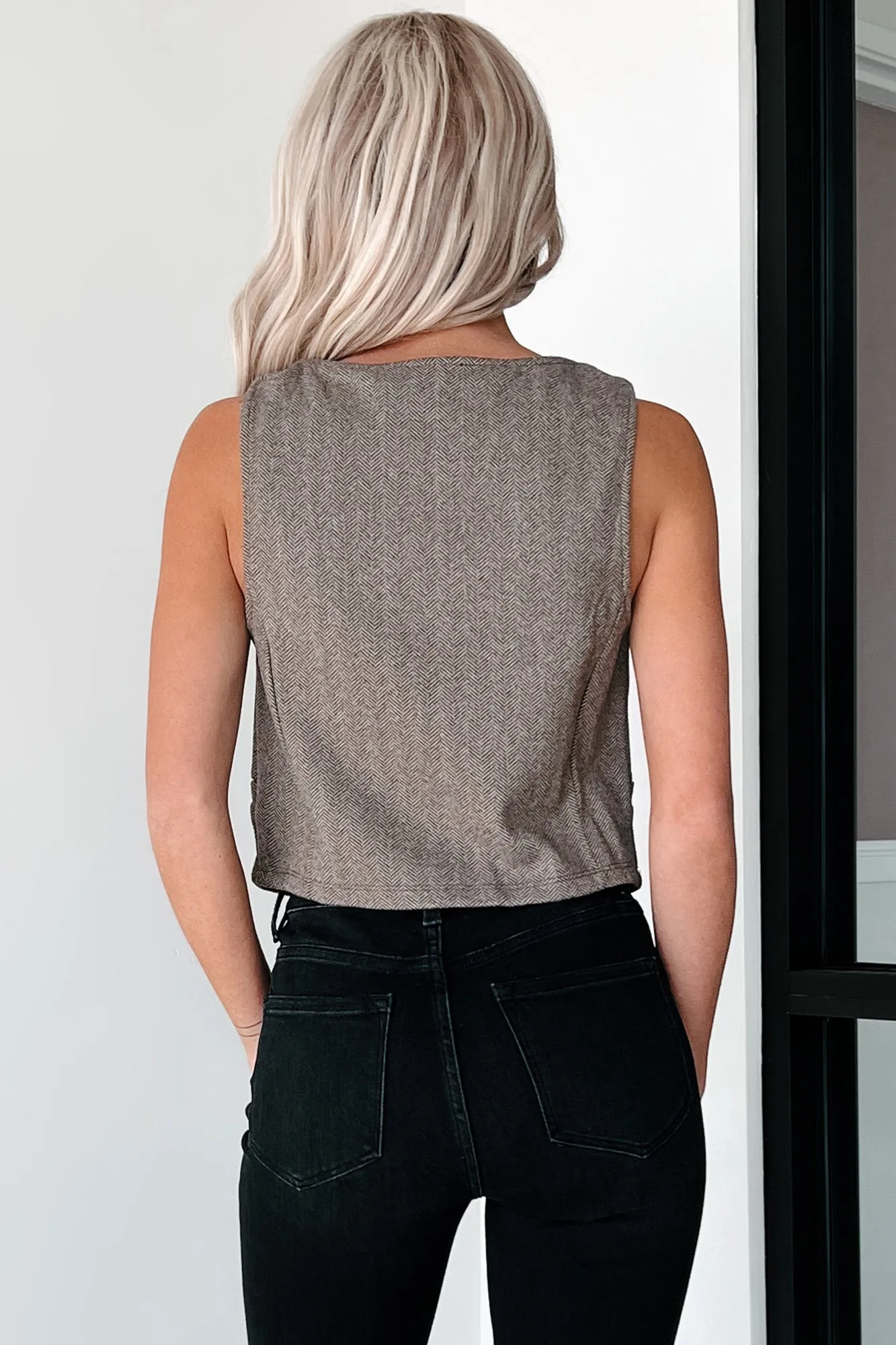 Gentleman's Agreement Herringbone Vest Top (Brown)