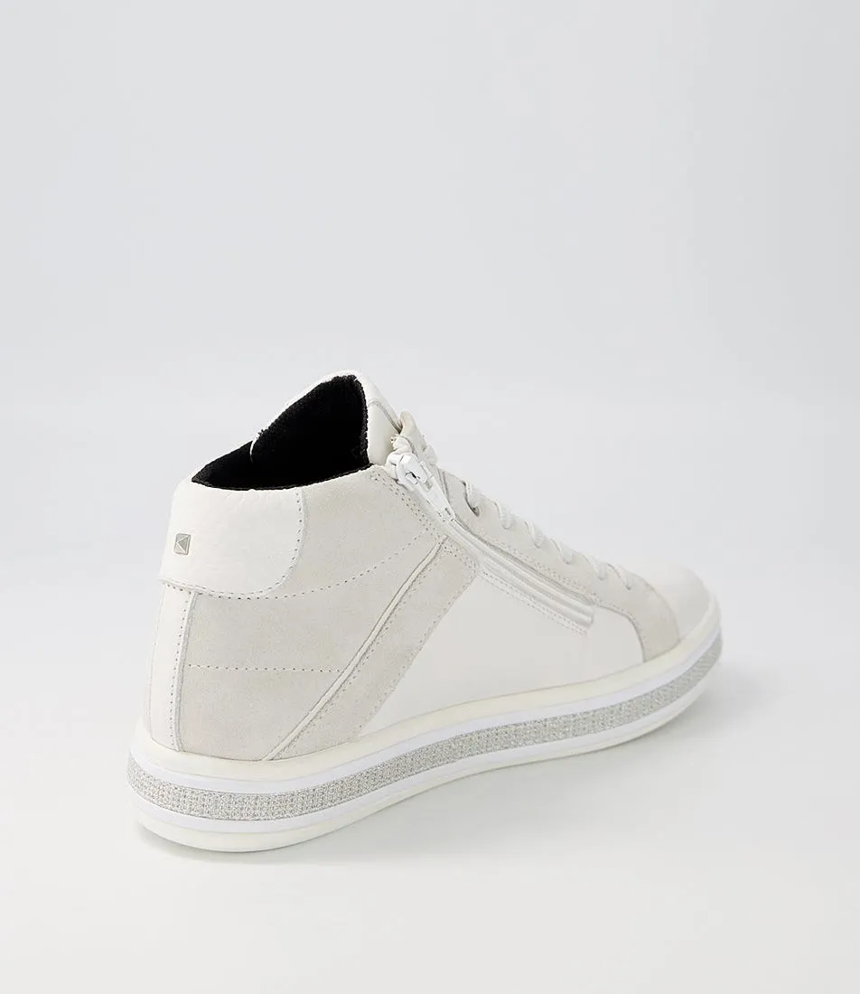 GEOX D Leelu B White Leather Suede Sneakers