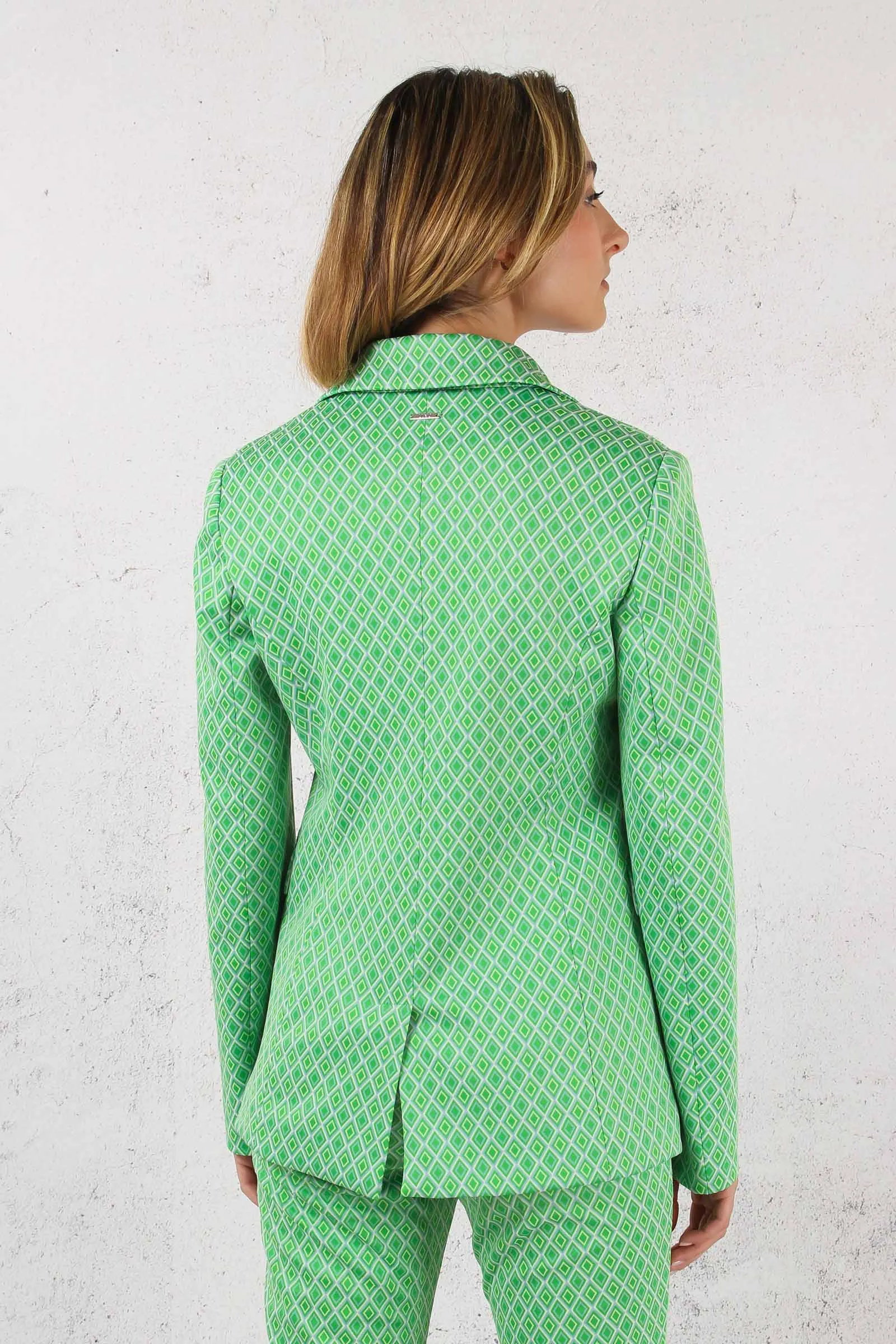 Giacca Lunga Geometrica Optical Green/natura