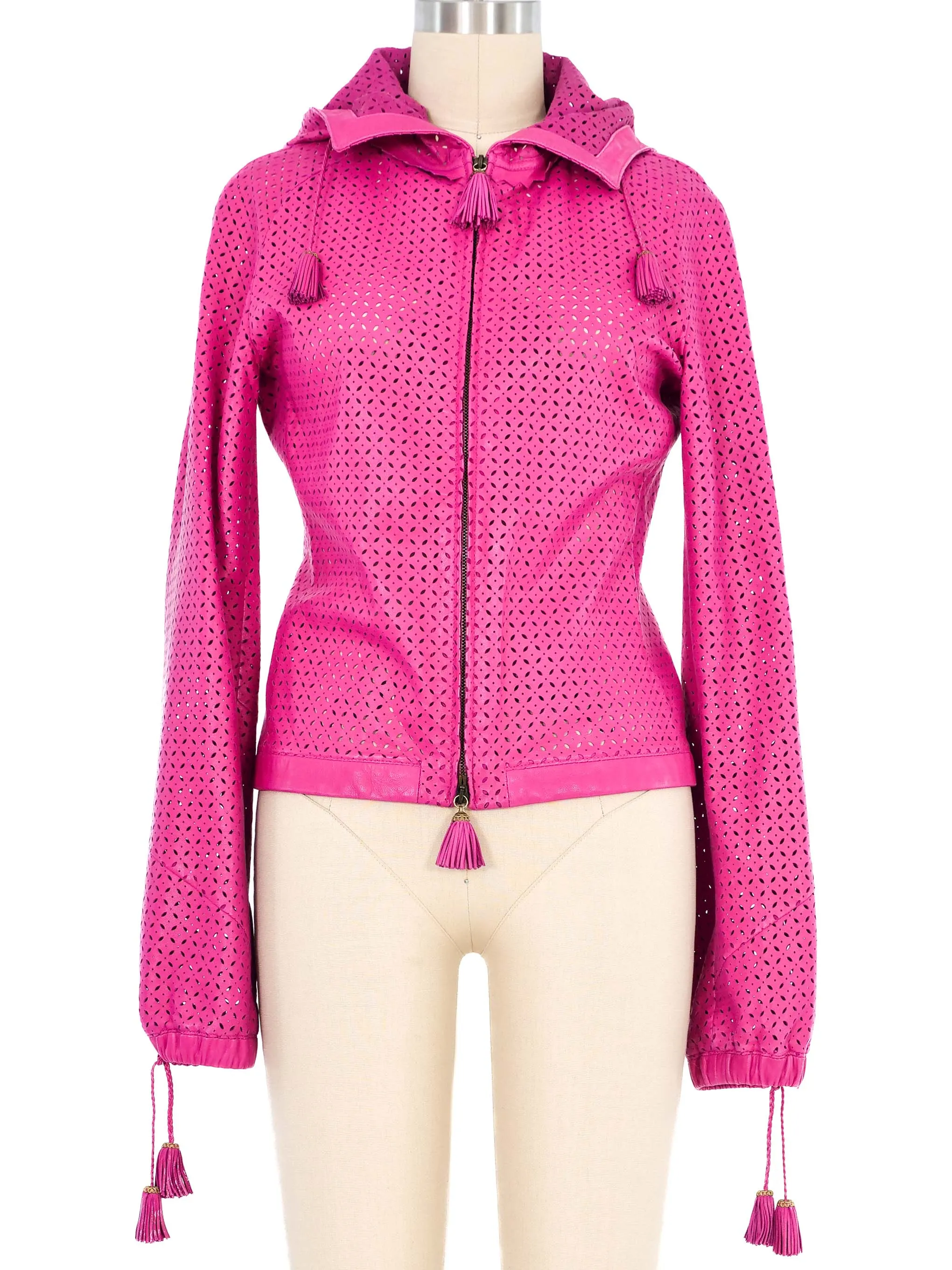 Gianni Versace Perforated Leather Hoodie
