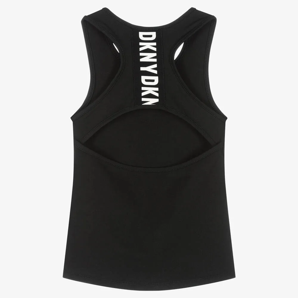 Girls Black Logo Vest Top