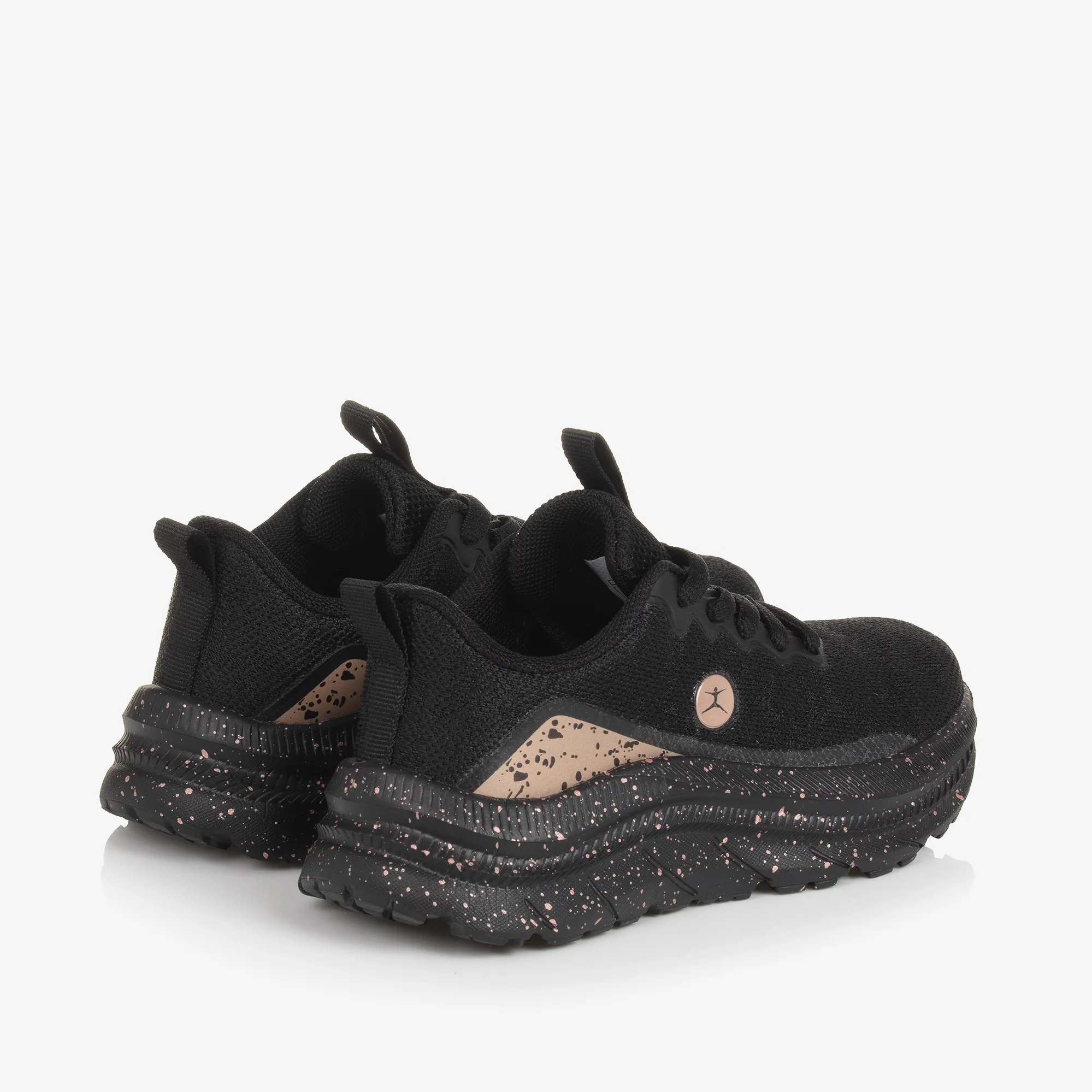 Girls Black Mesh Lace-Up Trainers