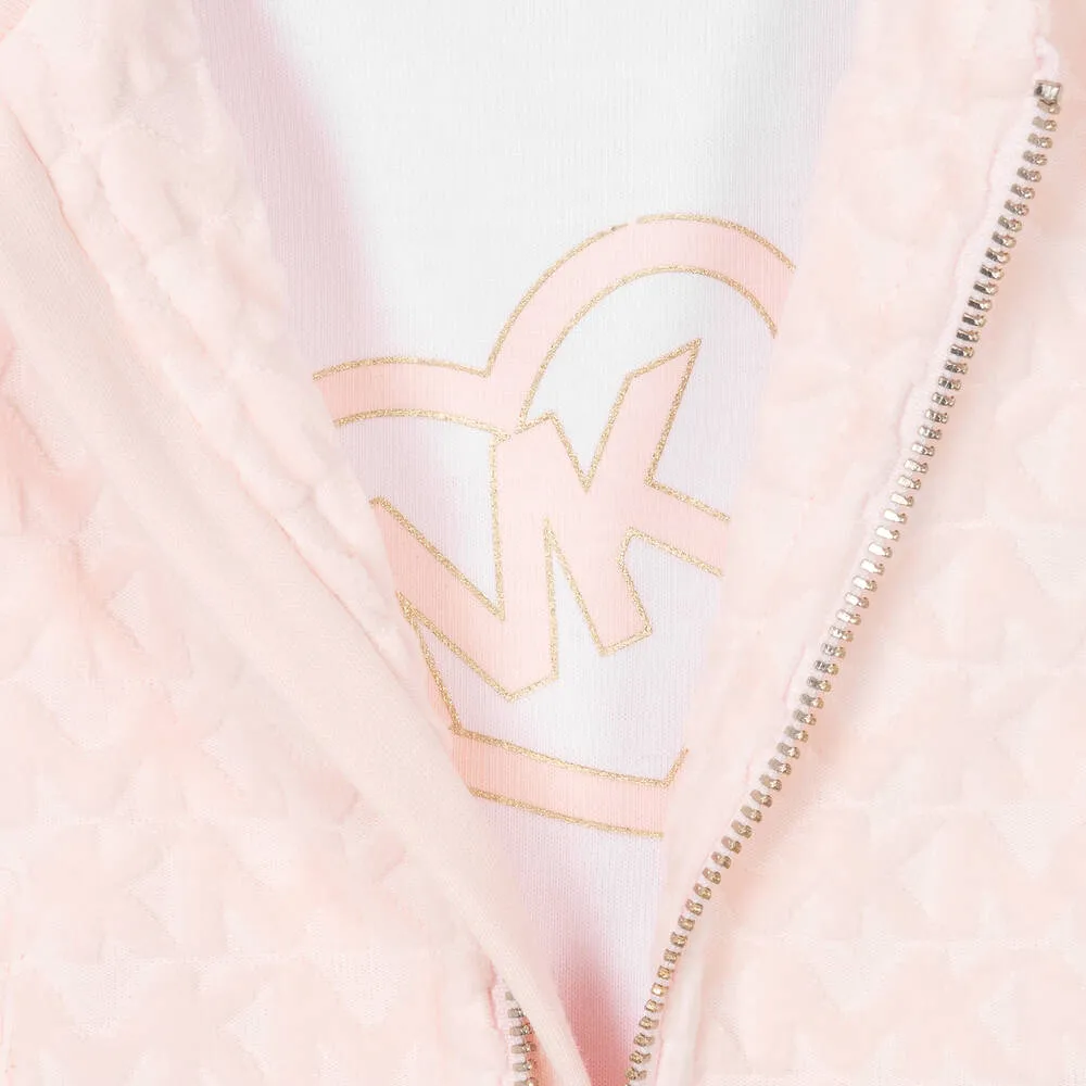 Girls Pink & White Monogram Tracksuit Set