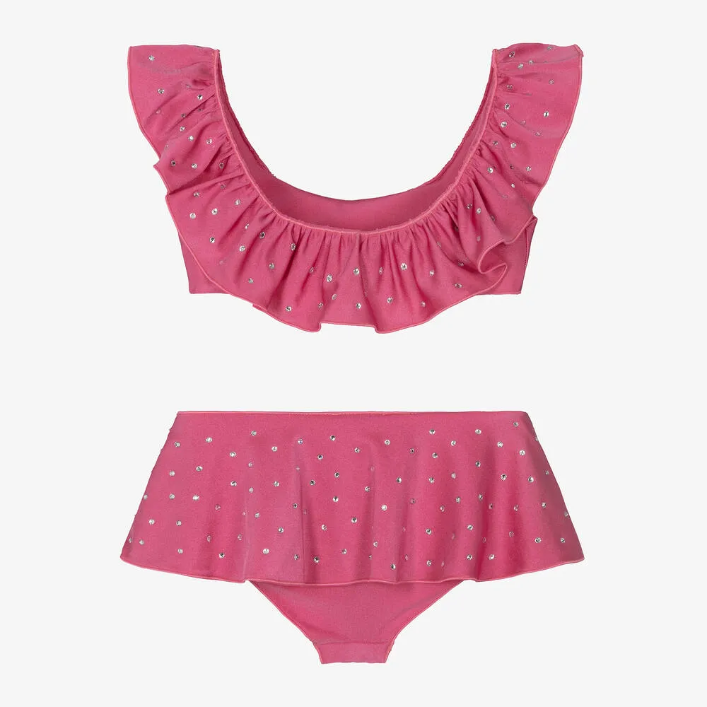 Girls Pink Diamanté Bikini