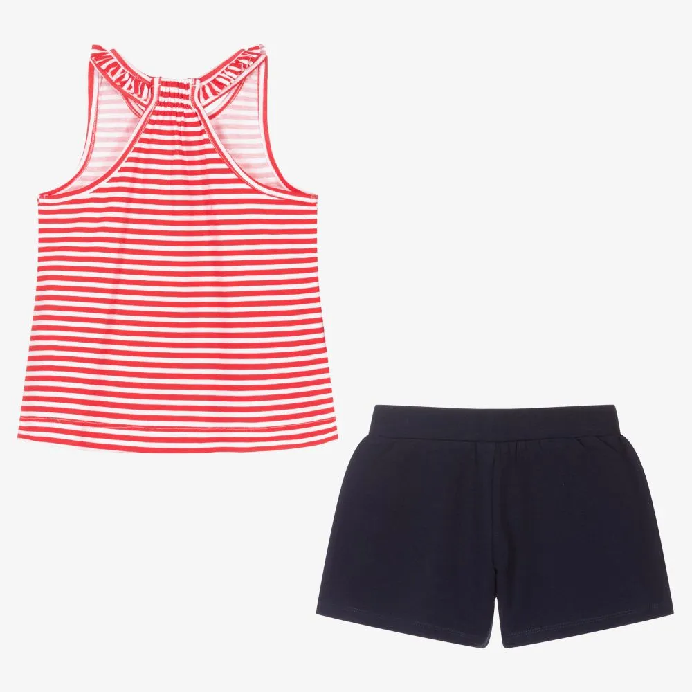 Girls Red Shorts Set