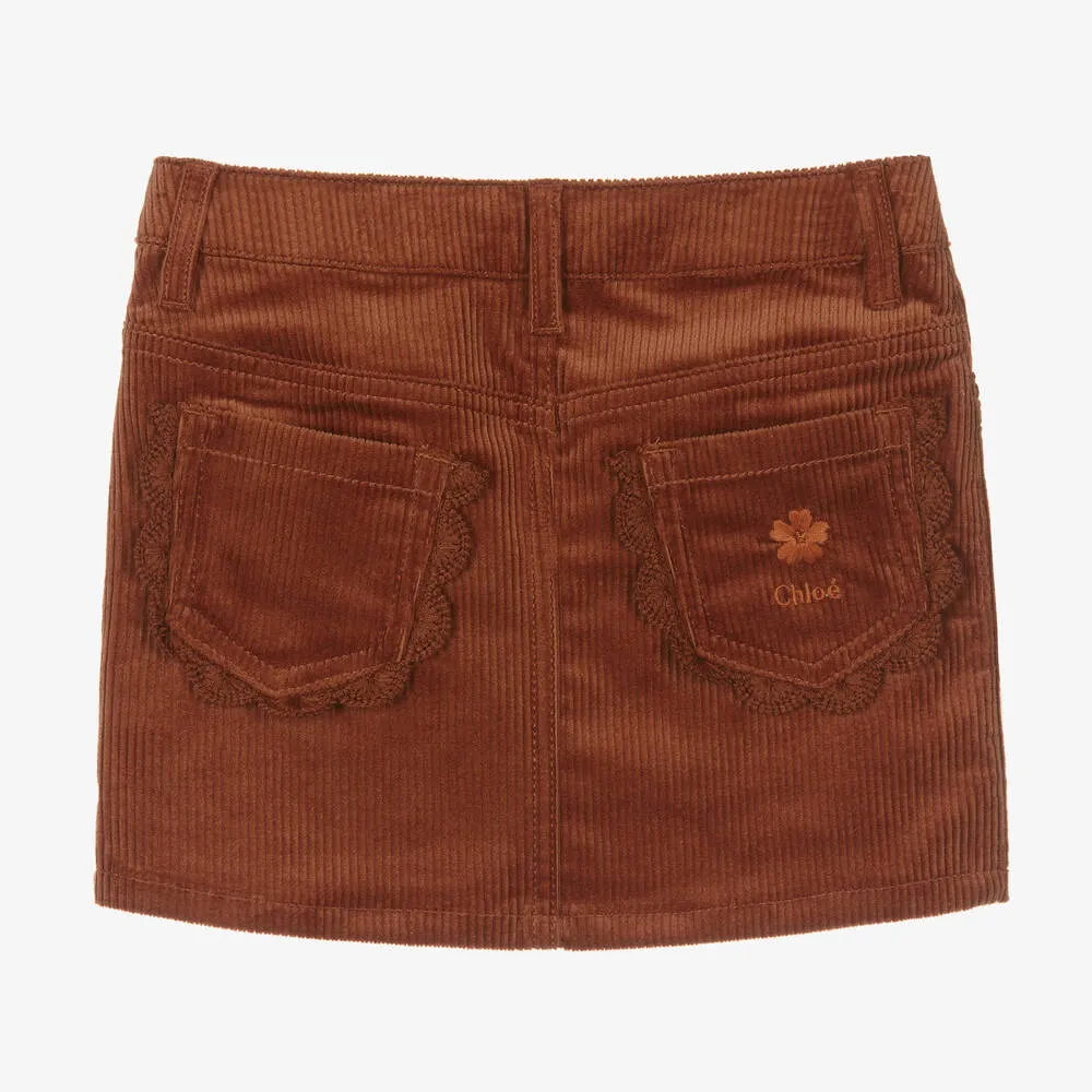 Girls Tan Brown Corduroy Skirt