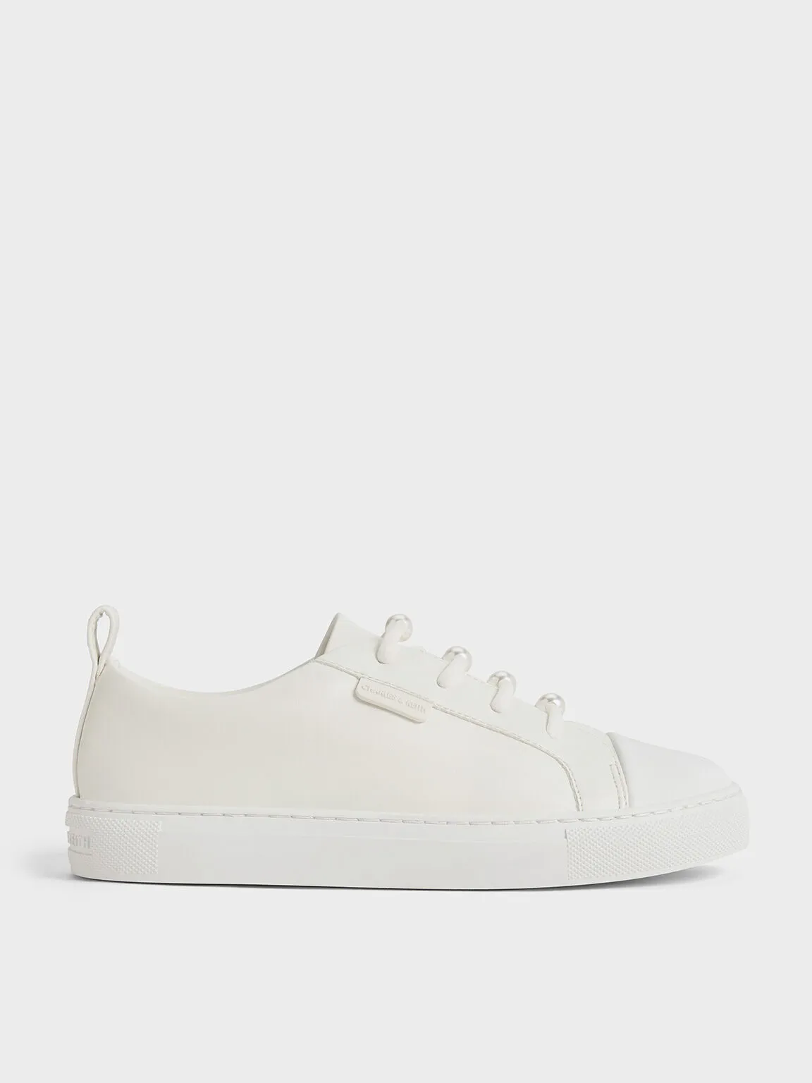 Girls' Tweed Pearl-Embellished Sneakers - White