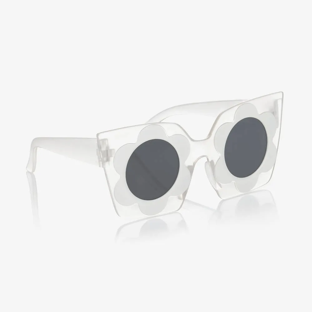 Girls White Flower Sunglasses (UV400)