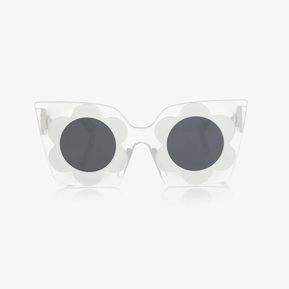 Girls White Flower Sunglasses (UV400)