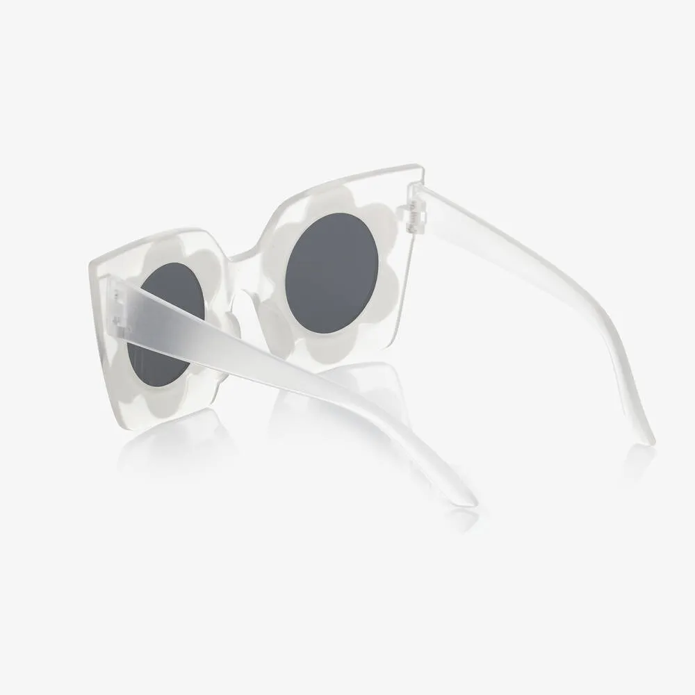 Girls White Flower Sunglasses (UV400)