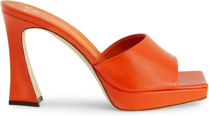 Giuseppe Zanotti Solhene 100mm leather platform mules Orange
