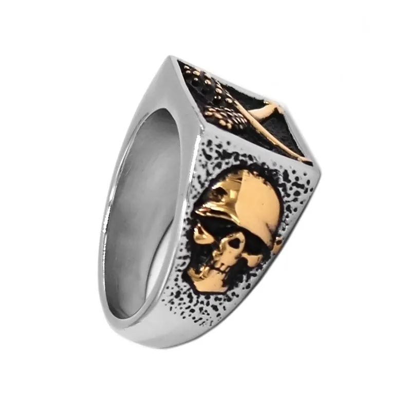 Gold Double Baseball Skull Ring