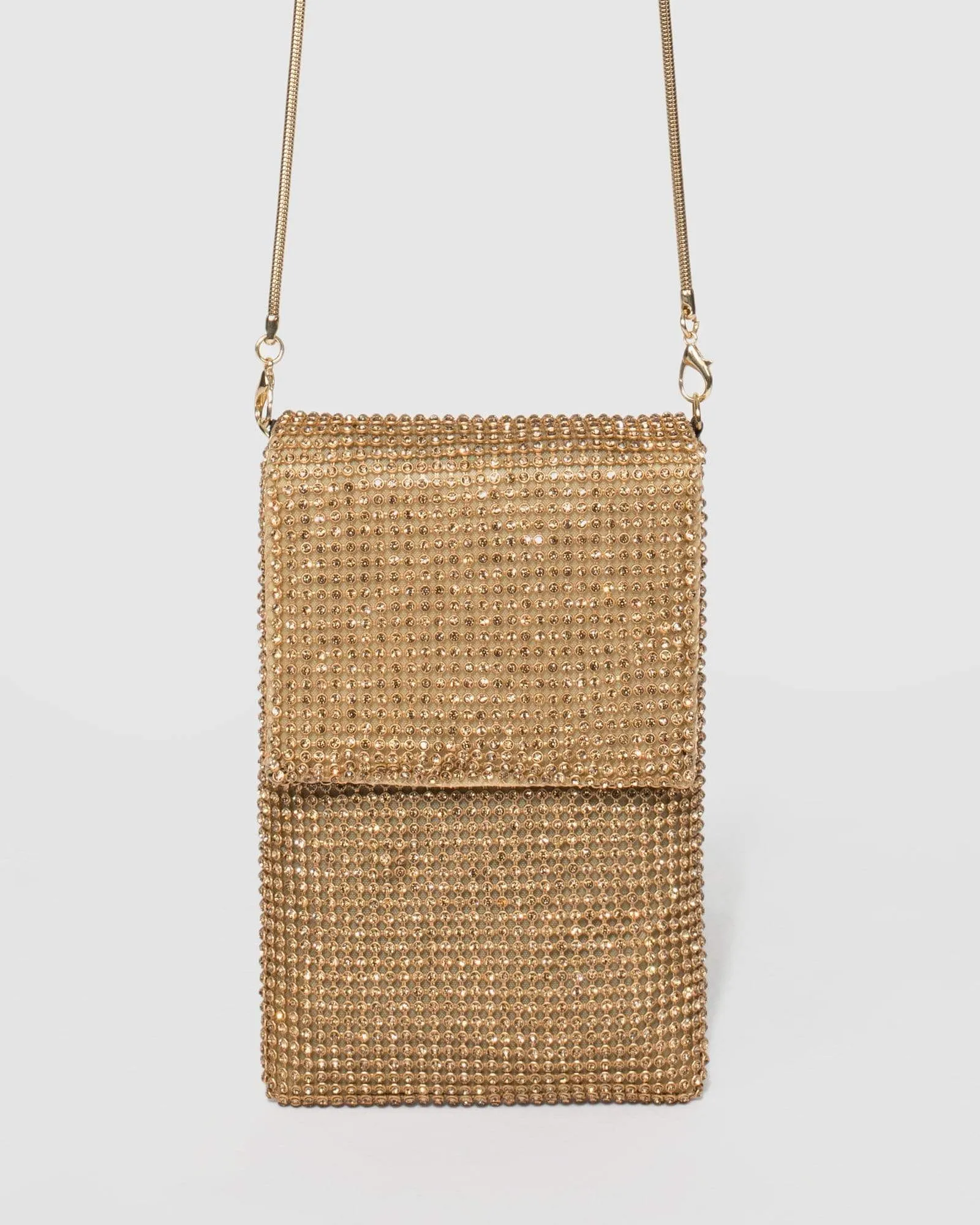 Gold Giselle Mobile Crystal Crossbody Bag