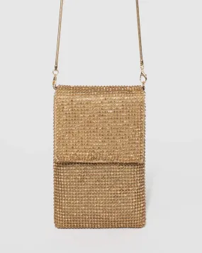Gold Giselle Mobile Crystal Crossbody Bag