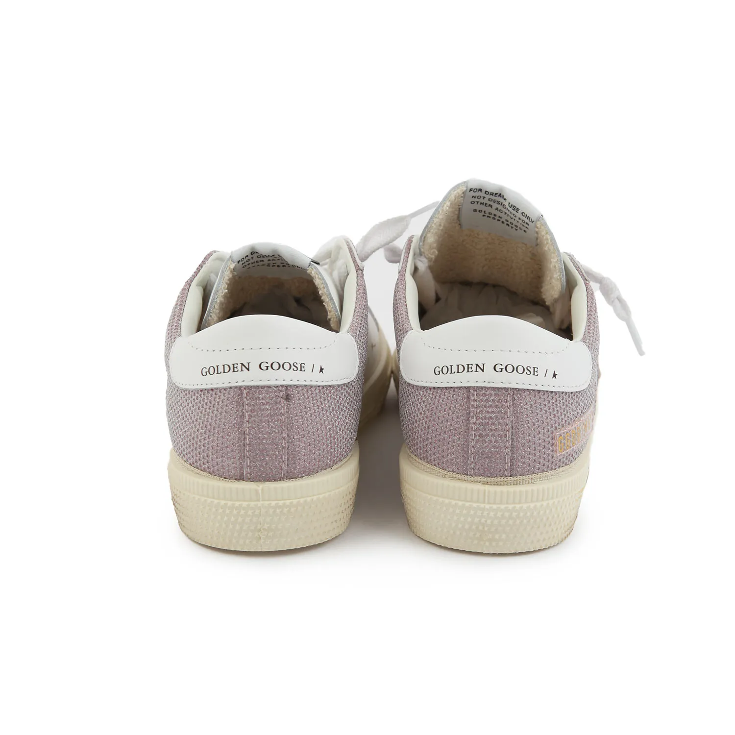 Golden Goose White And Pink Glitter May Sneakers For Girls